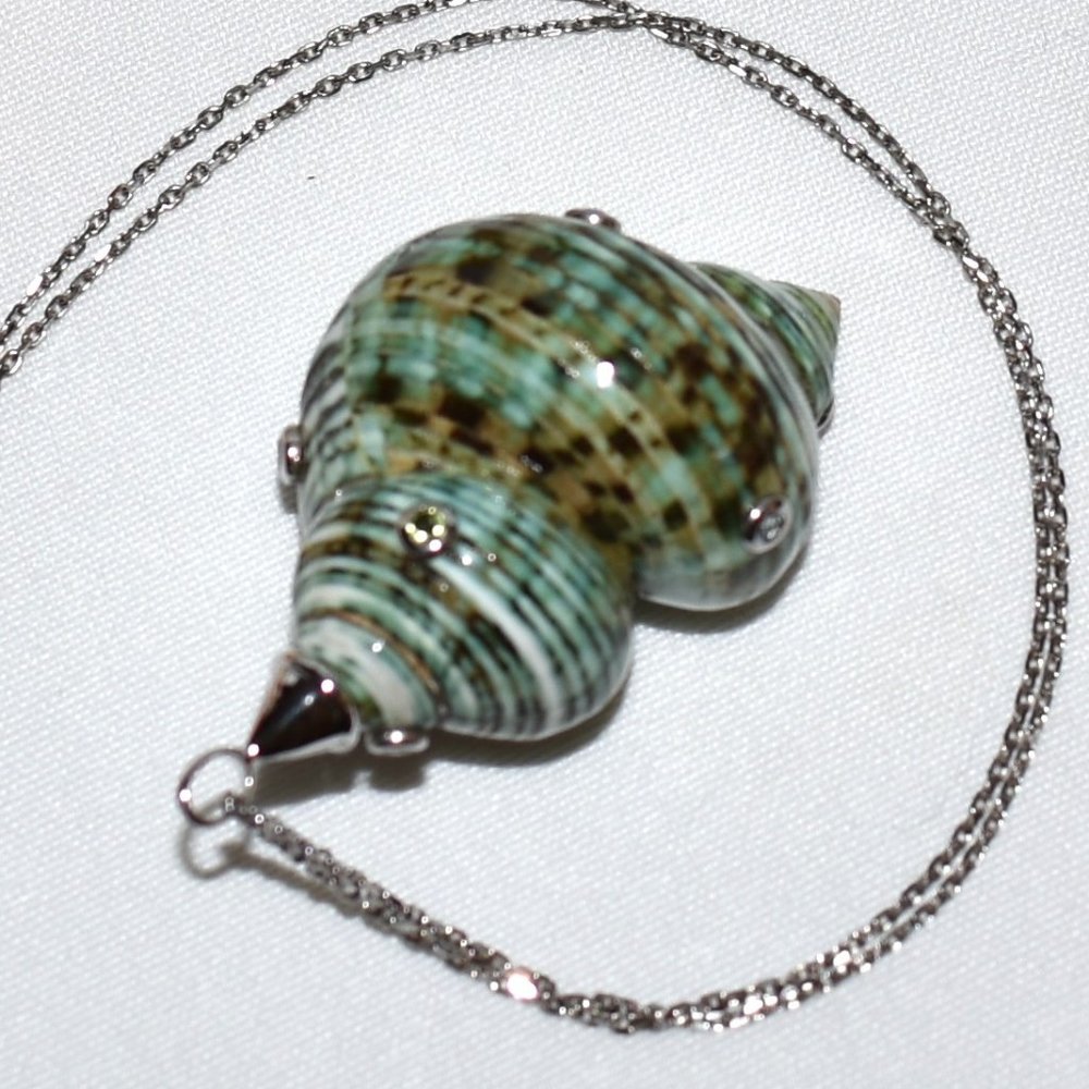 Rarities by Carol Brodie Green Shell and Gemstone Pendant
